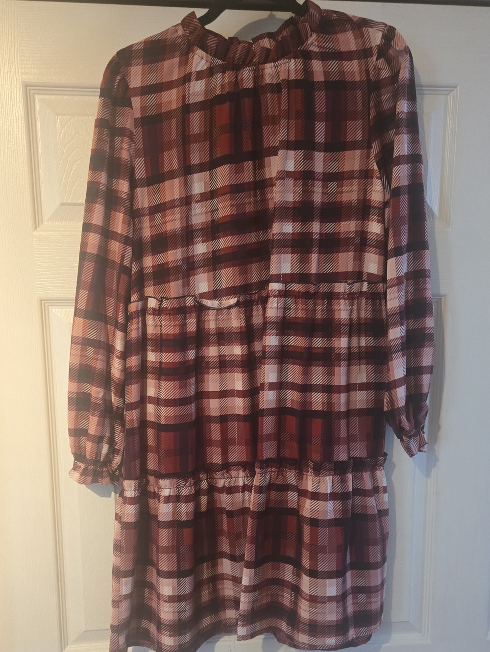 LulaRoe ANNABELLE Long Sleeve Burgundy Plaid Dress